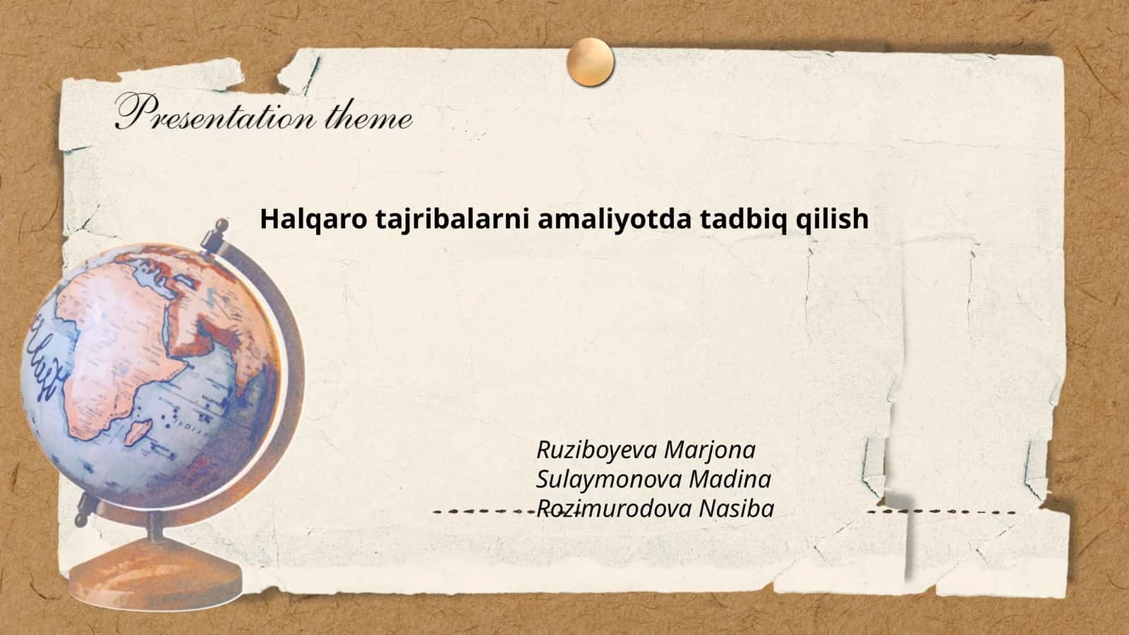 Xalqaro tajribalarni loyihalashda qo'llash
