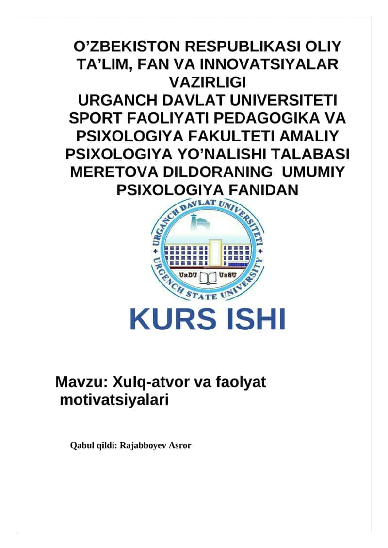 Xulq-atvor va faoliyat motivatsiyalari