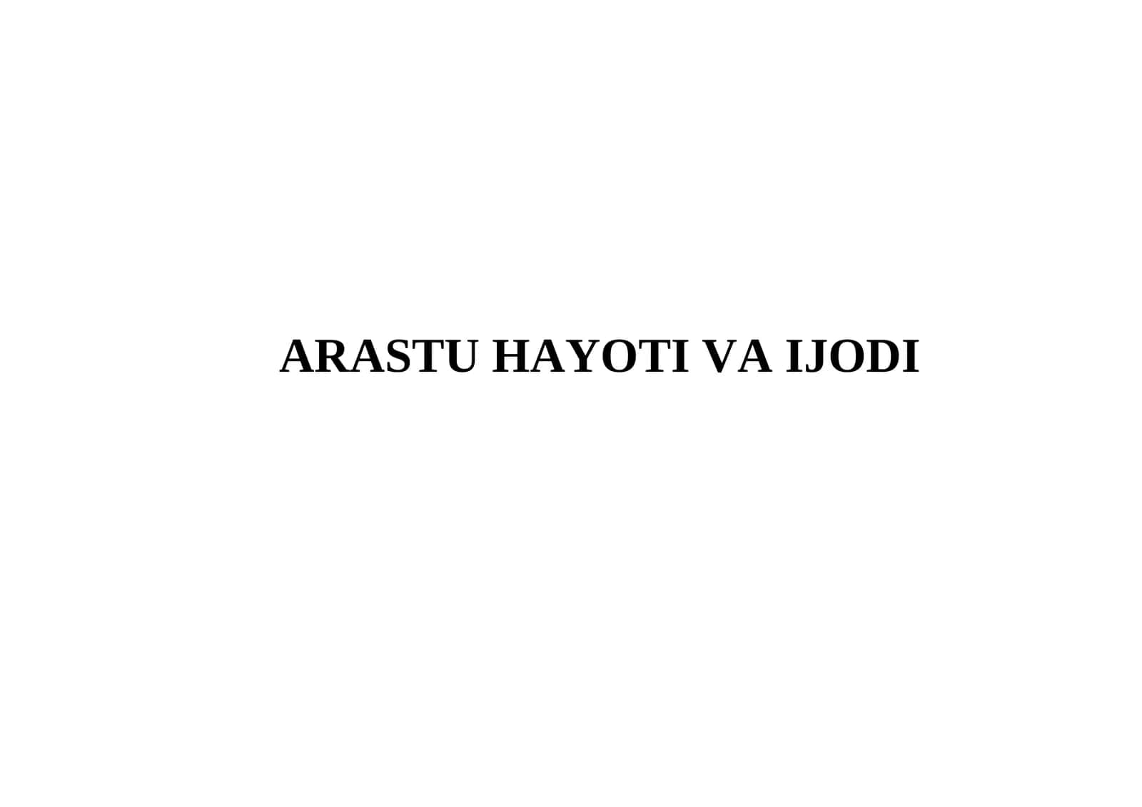 Arastu hayoti va ijodi