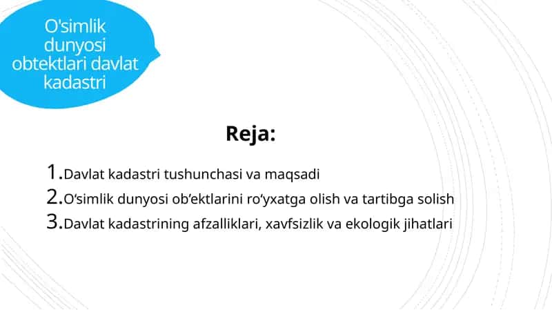 O'simlik dunyosi obtektlari davlat kadastri