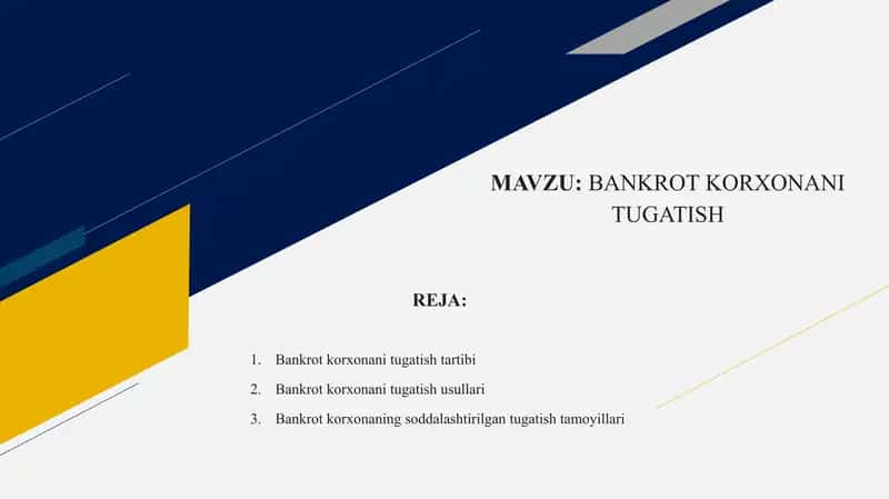 BANKROT KORXONANI TUGATISH