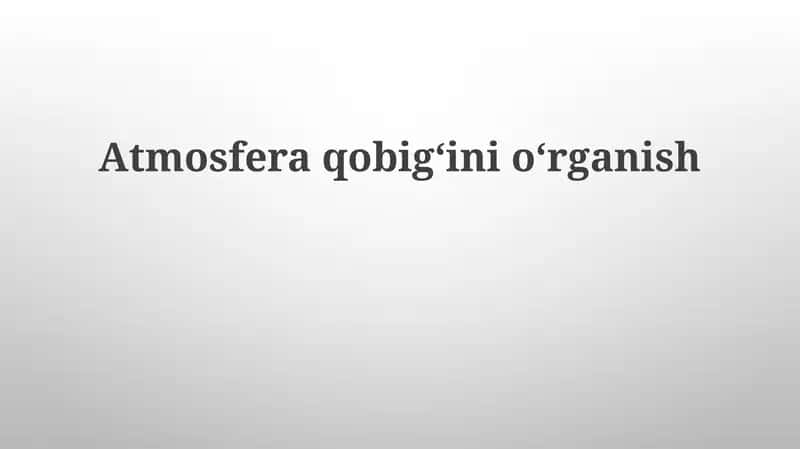 Atmosfera Tadqiqot Usullari