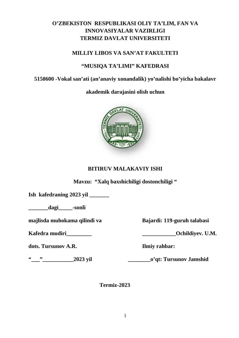 Baxshichilik san’ati haqida