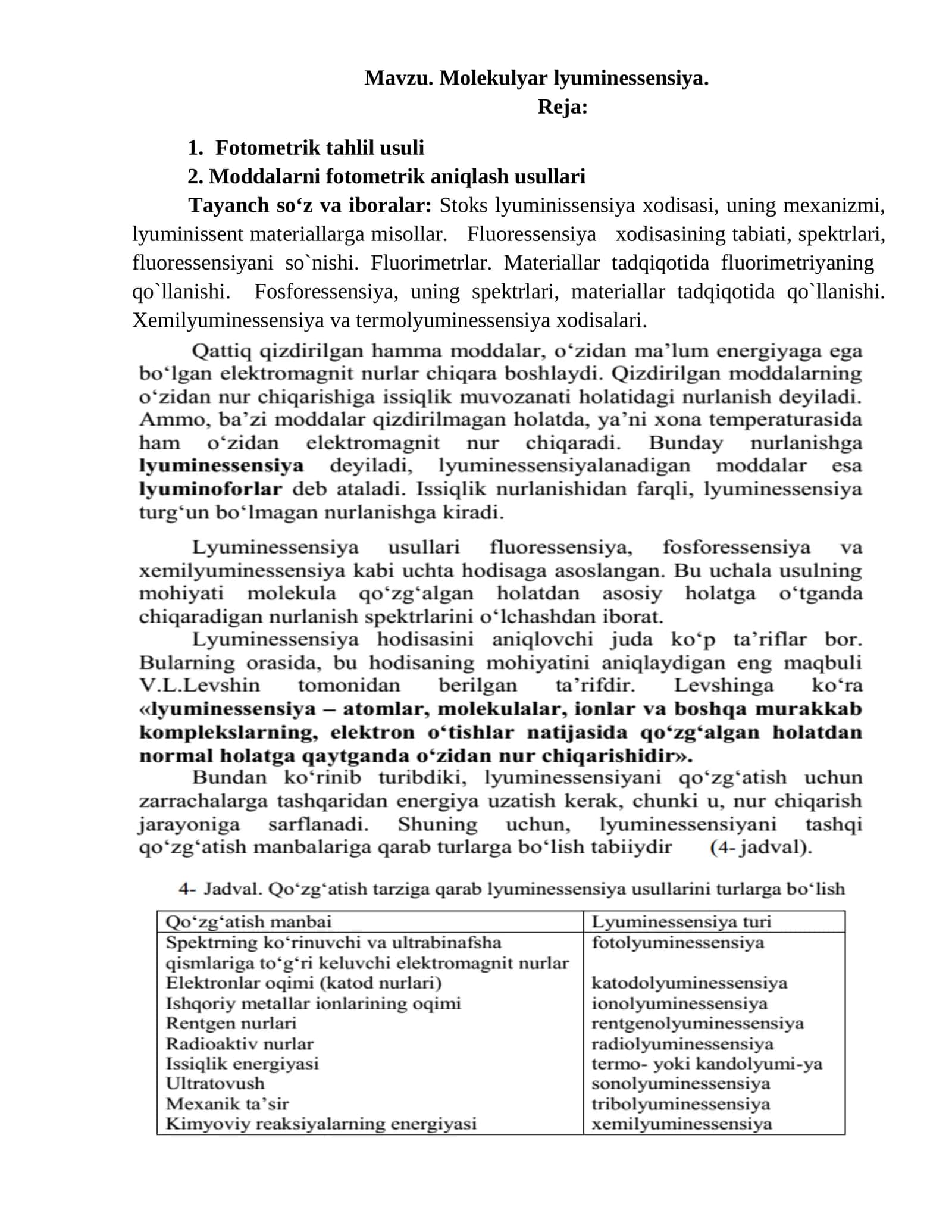 Molekulyar lyuminessensiya
