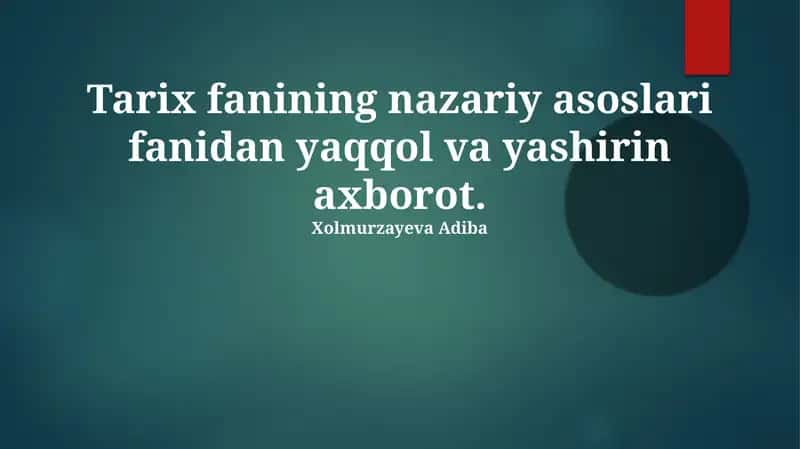 Tarix fanining nazariy asoslari