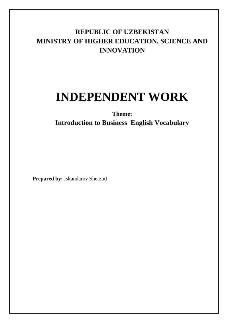 Introduction to Business English Vocabulary