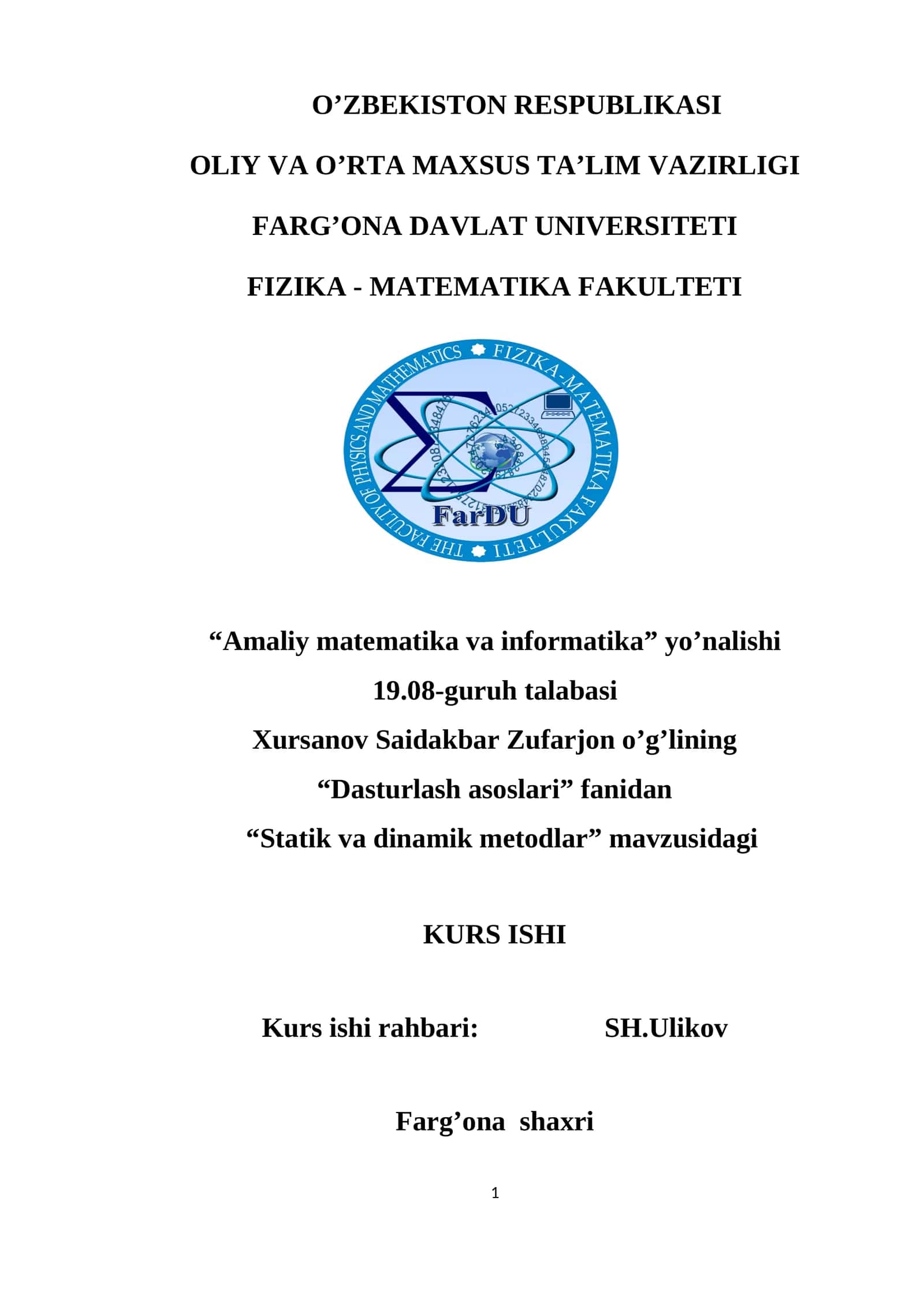 Statik va dinamik metodlar