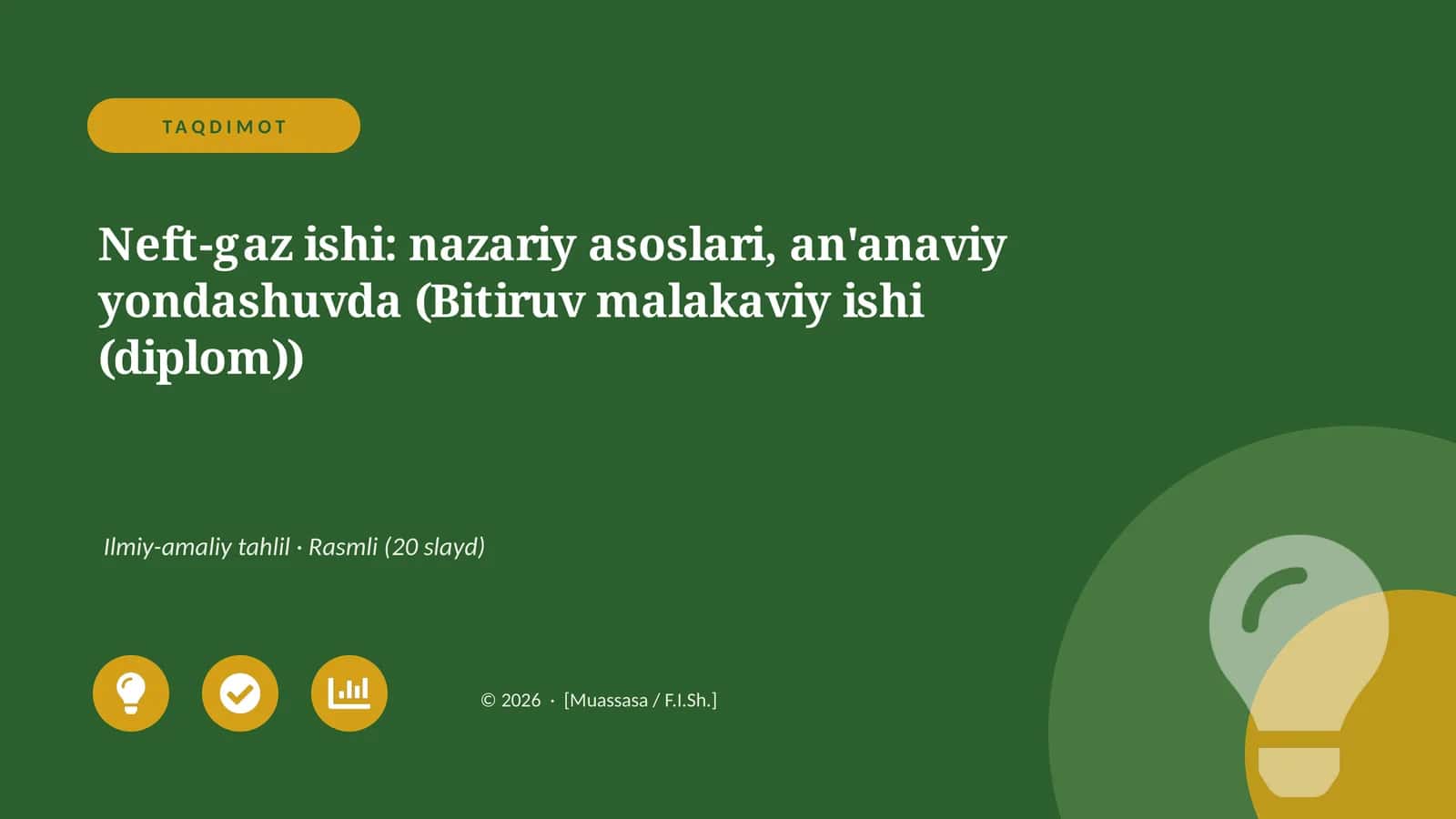 Neft-gaz ishi: nazariy asoslari, an'anaviy yondashuvda (Bitiruv malakaviy ishi (diplom))