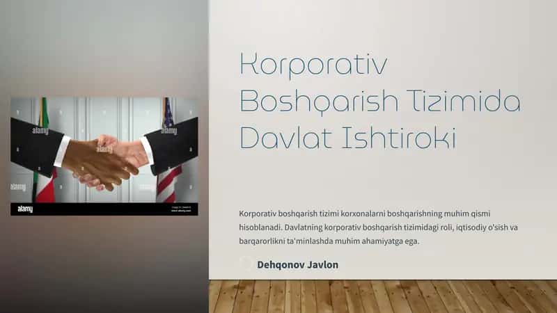 Korporativ Boshqarish Tizimida Davlat Ishtiroki
