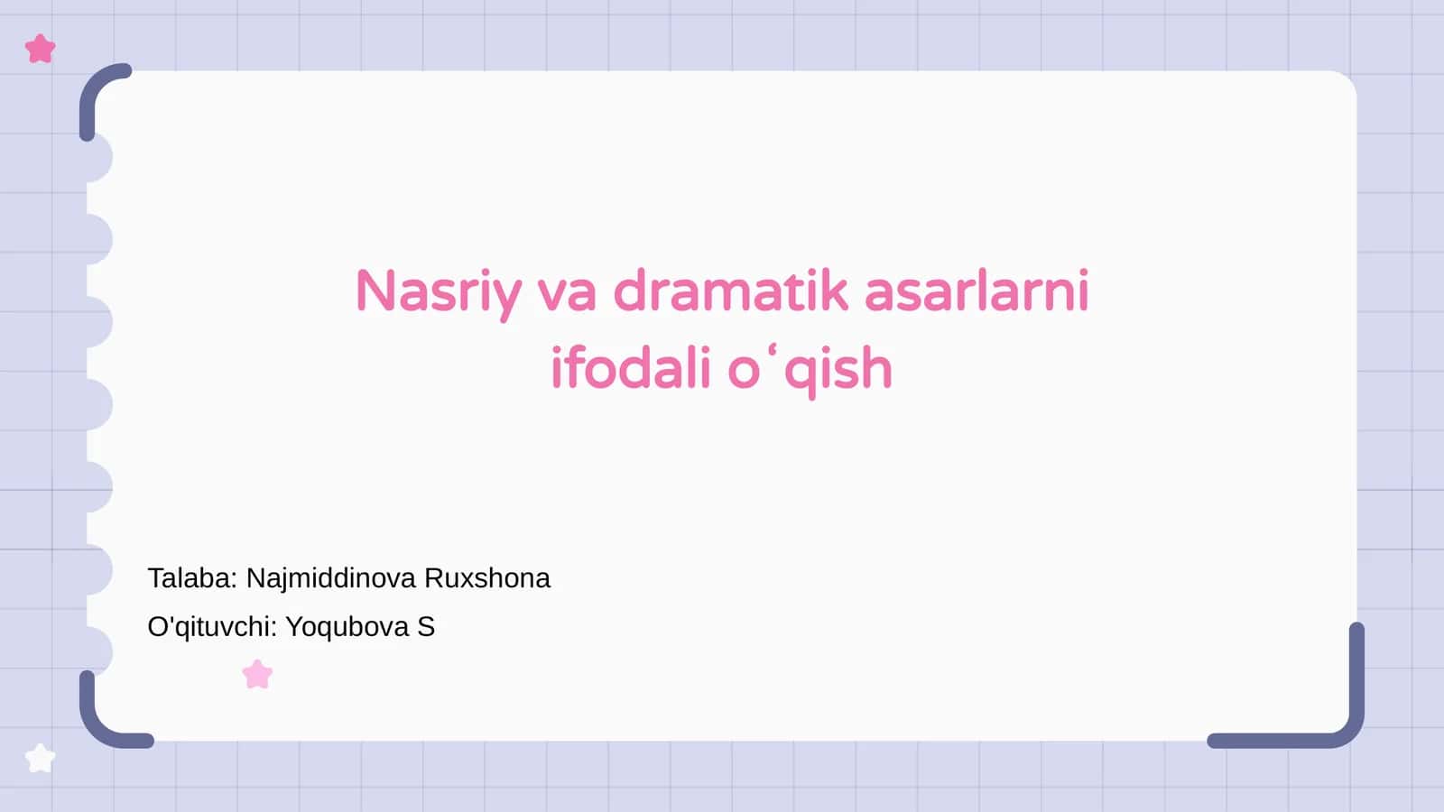 Nasriy va dramatik asarlarni ifodali oʻqish