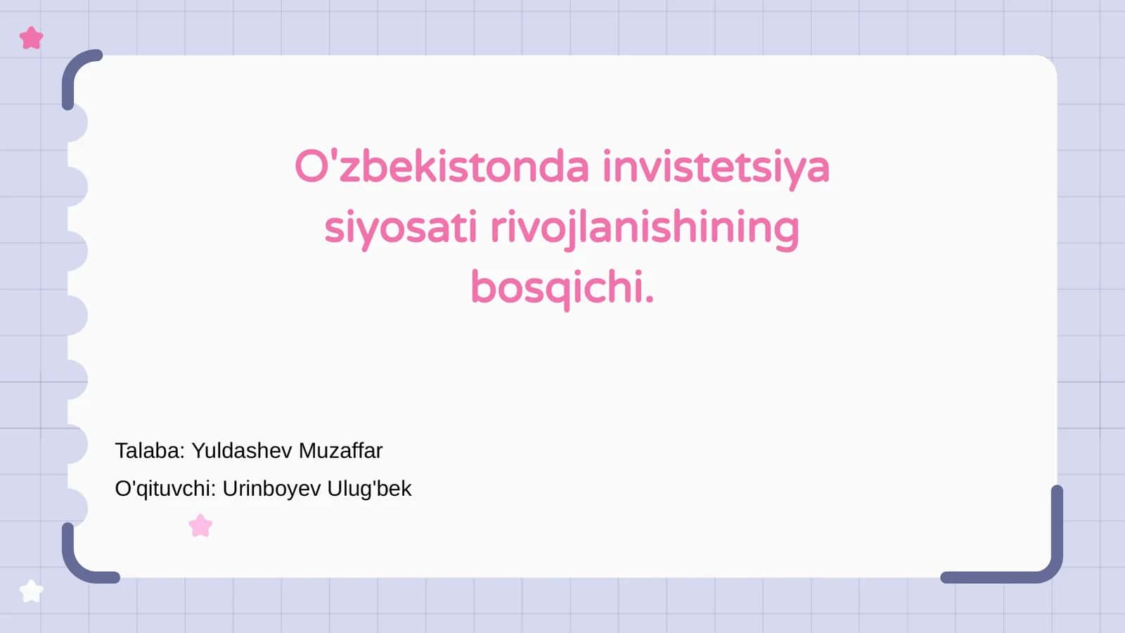 O'zbekistonda investitsiya siyosati rivojlanishi