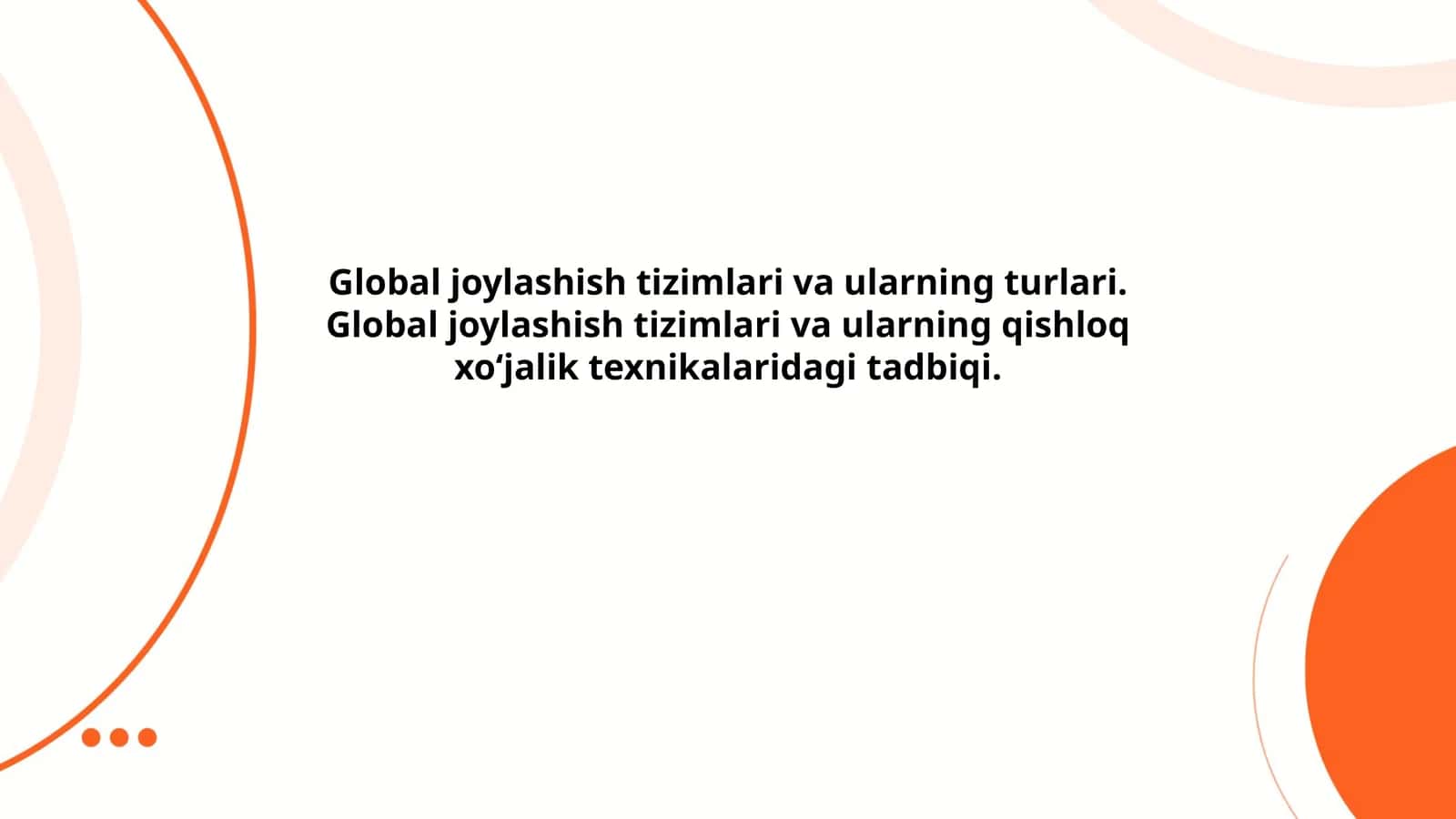 Global joylashish tizimlari va ularning turlari