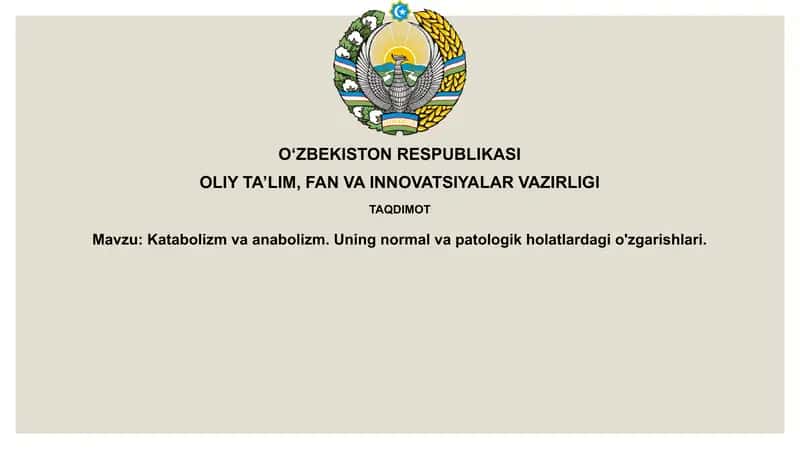 Katabolizm va anabolizm