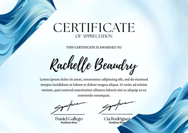 CERTIFICATE OF APPRECIATION
