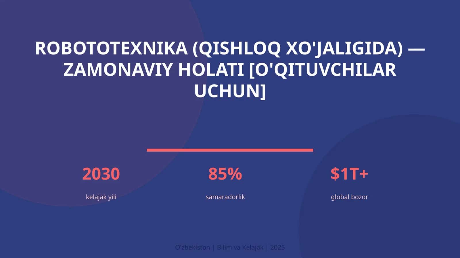Robototexnika (qishloq xo'jaligida) — zamonaviy holati [o'qituvchilar uchun]