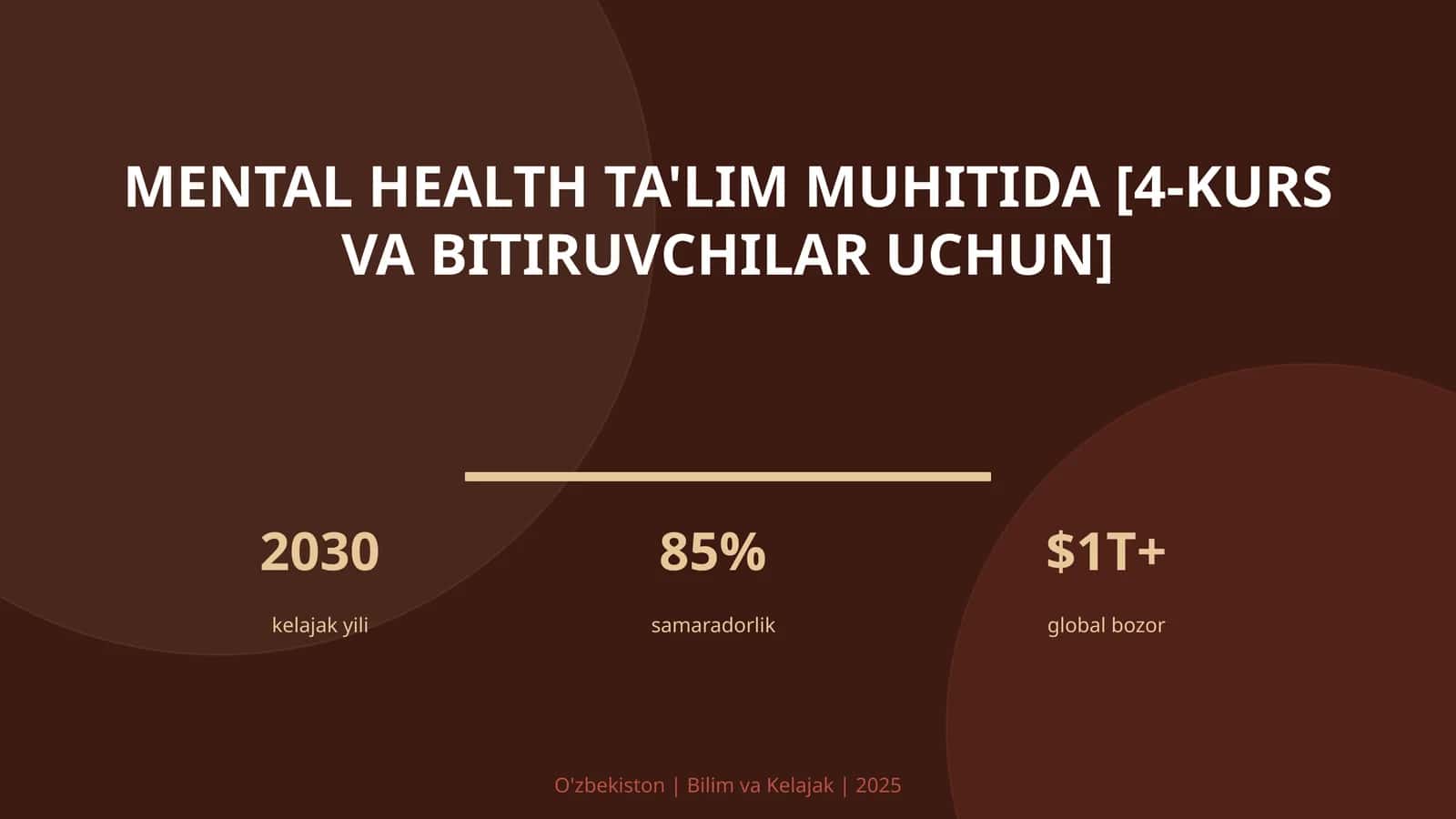 Mental health ta'lim muhitida [4-kurs va bitiruvchilar uchun]