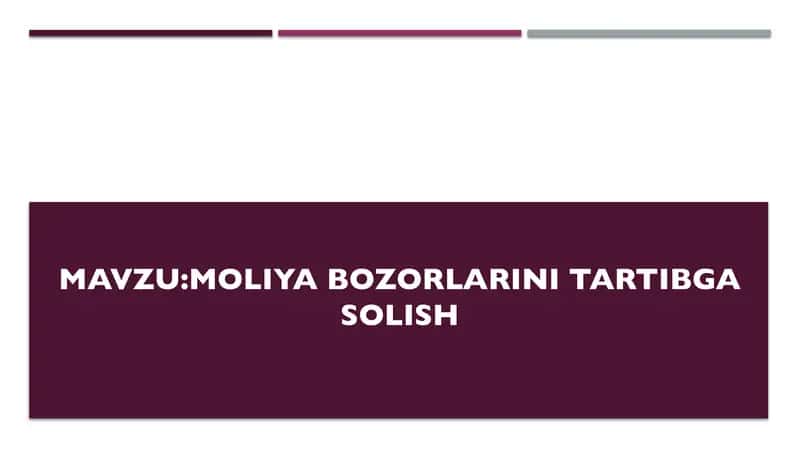 Moliya bozorlarini tartibga solish