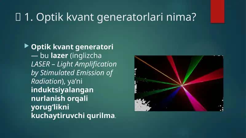 Optik kvant generatorlari nima