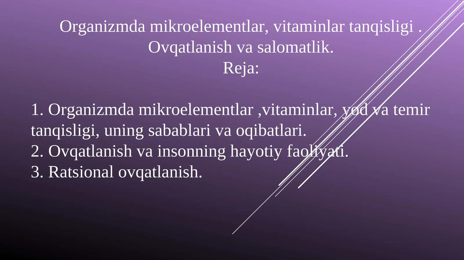Organizmda mikroelementlar, vitaminlar tanqisligi