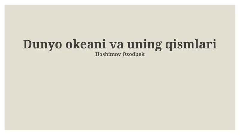 Dunyo okeani va uning qismlari