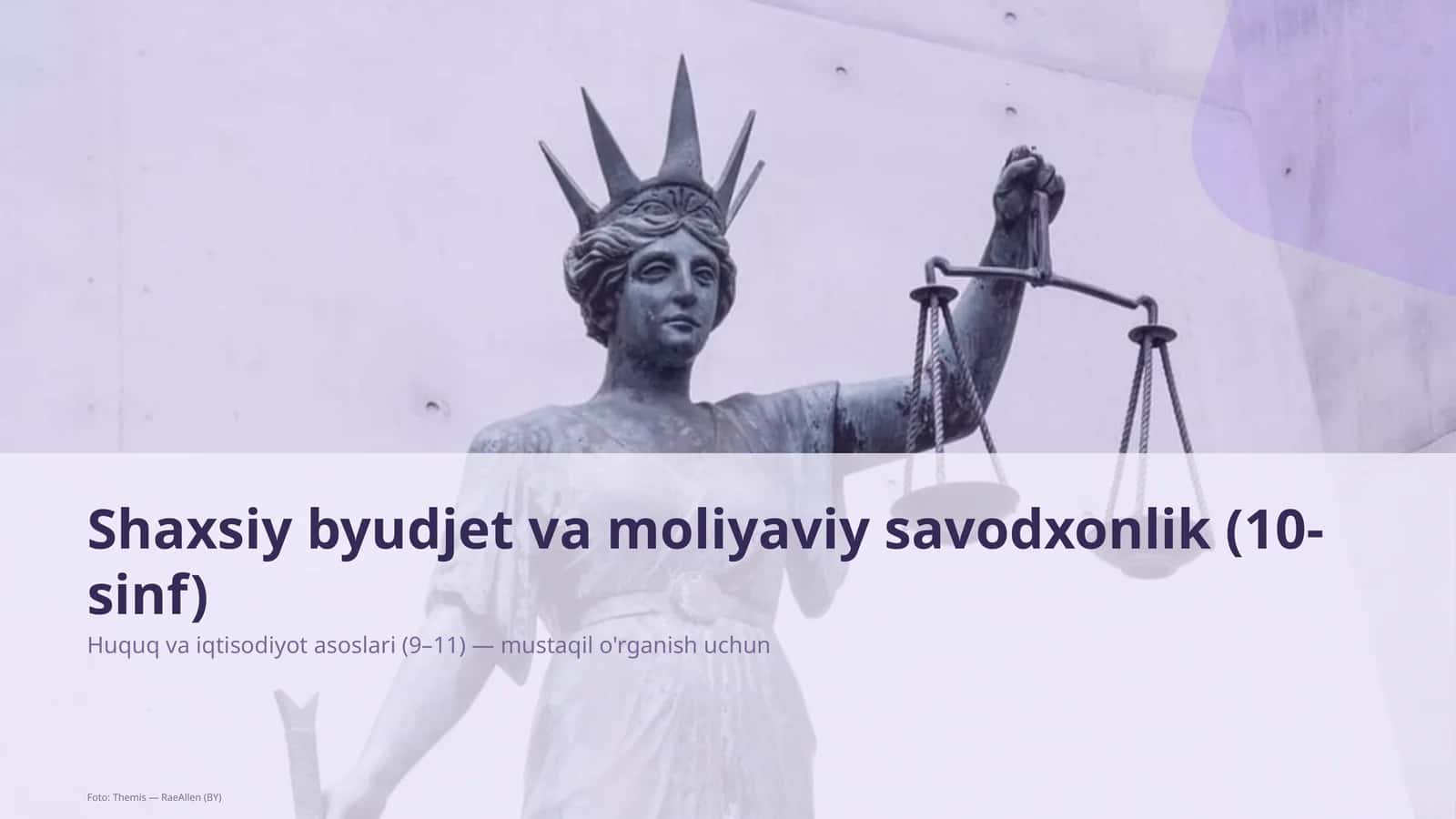 Shaxsiy byudjet va moliyaviy savodxonlik (10-sinf)