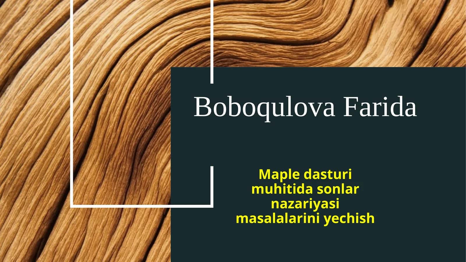 Maple dasturida sonlarni nazariyasi masalalarini yechish