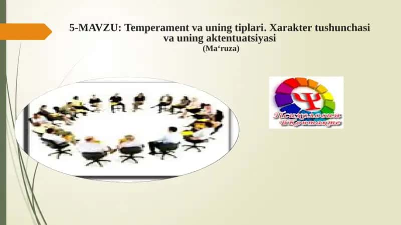 Temperament va uning tiplari. Xarakter tushunchasi va uning aktentuatsiyasi