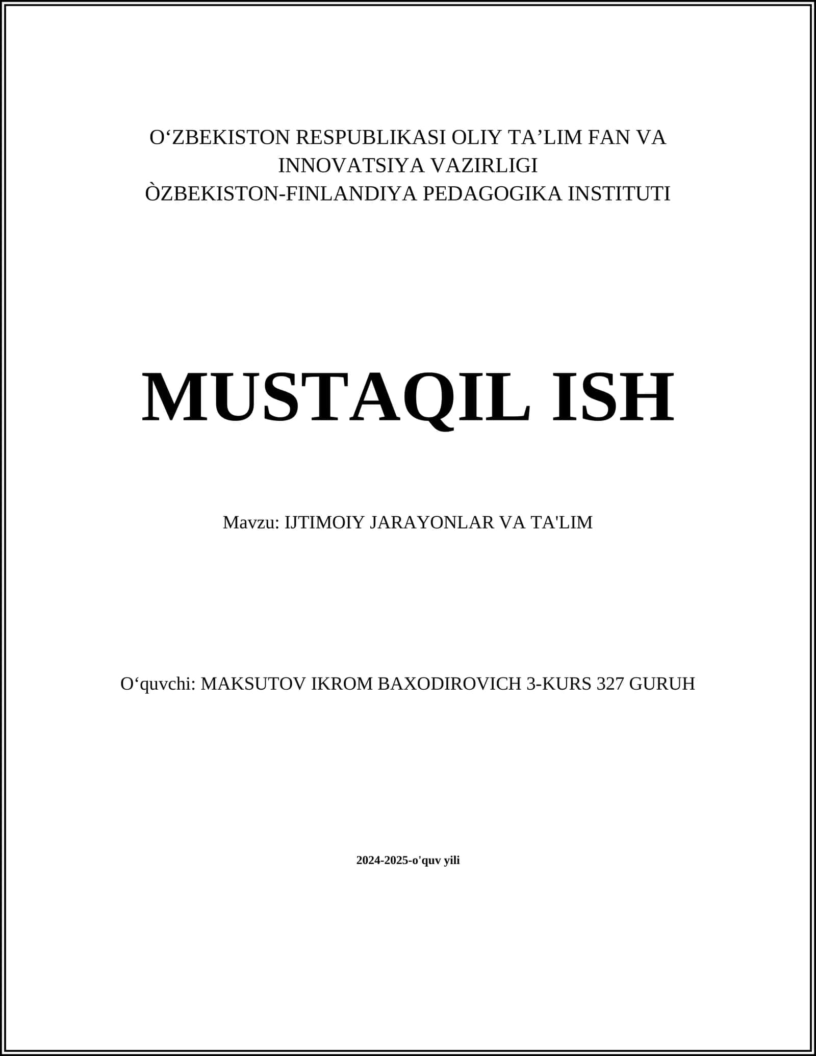 MUSTAQIL ISH