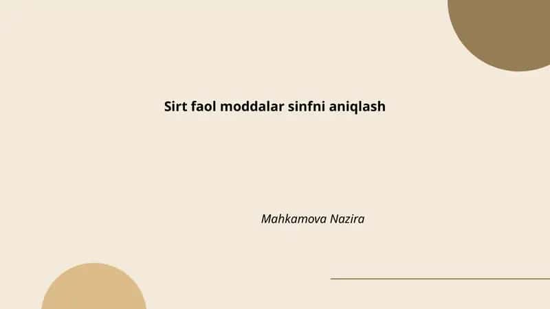 Sirt faol moddalar sinfni aniqlash