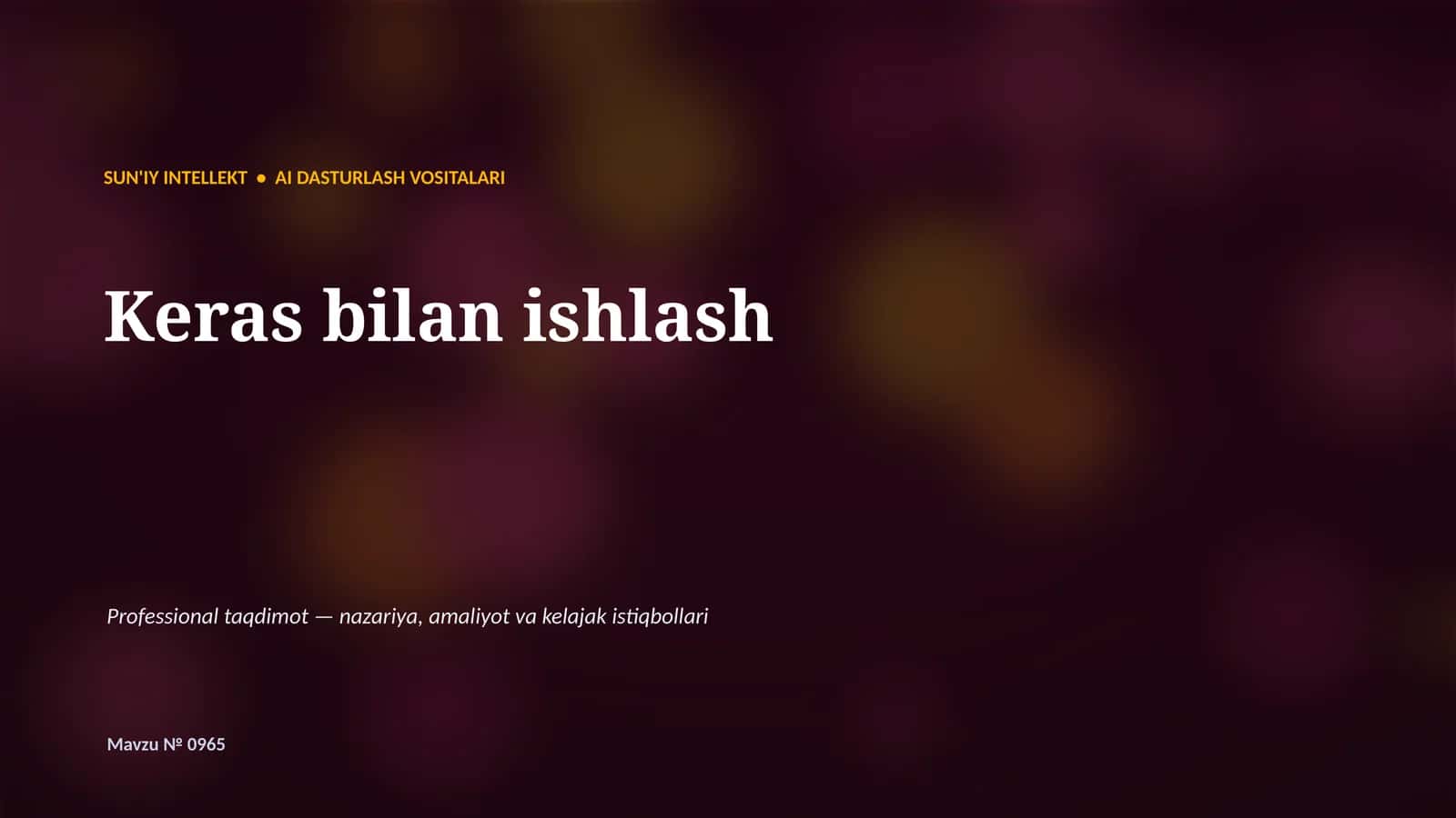 SUN'IY INTELLEKT • AI DASTURLASH VOSITALARI
