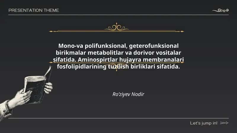 Mono-va polifunksional, geterofunksional birikmalar metabolitlar va dorivor vositalar sifatida