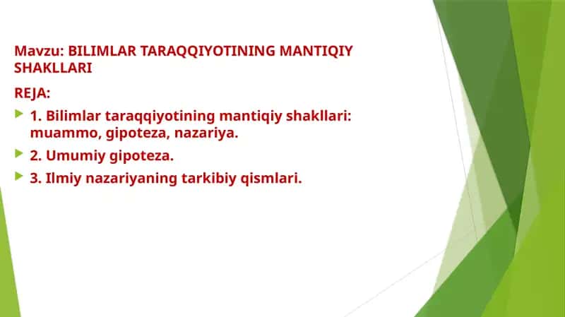 BILIMLAR TARAQQIYOTINING MANTIQIY SHAKLLARI