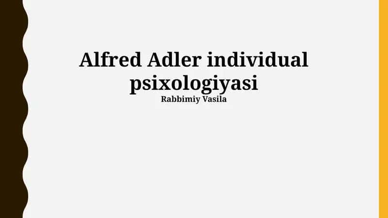 Alfred Adler individual psixologiyasi
