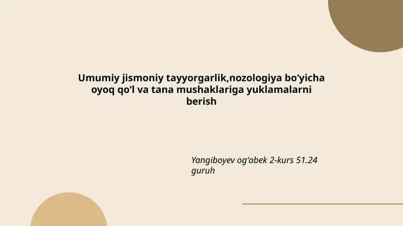 Yurak-qon tomir kasalliklari nozologiyasi boʻyicha oyoq, qoʻl va tana mushaklariga yuklamalarni belgilash prinsiplari