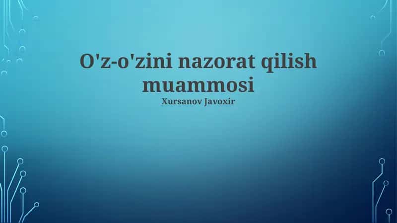 O'z-o'zini boshqarish muammosining mohiyati
