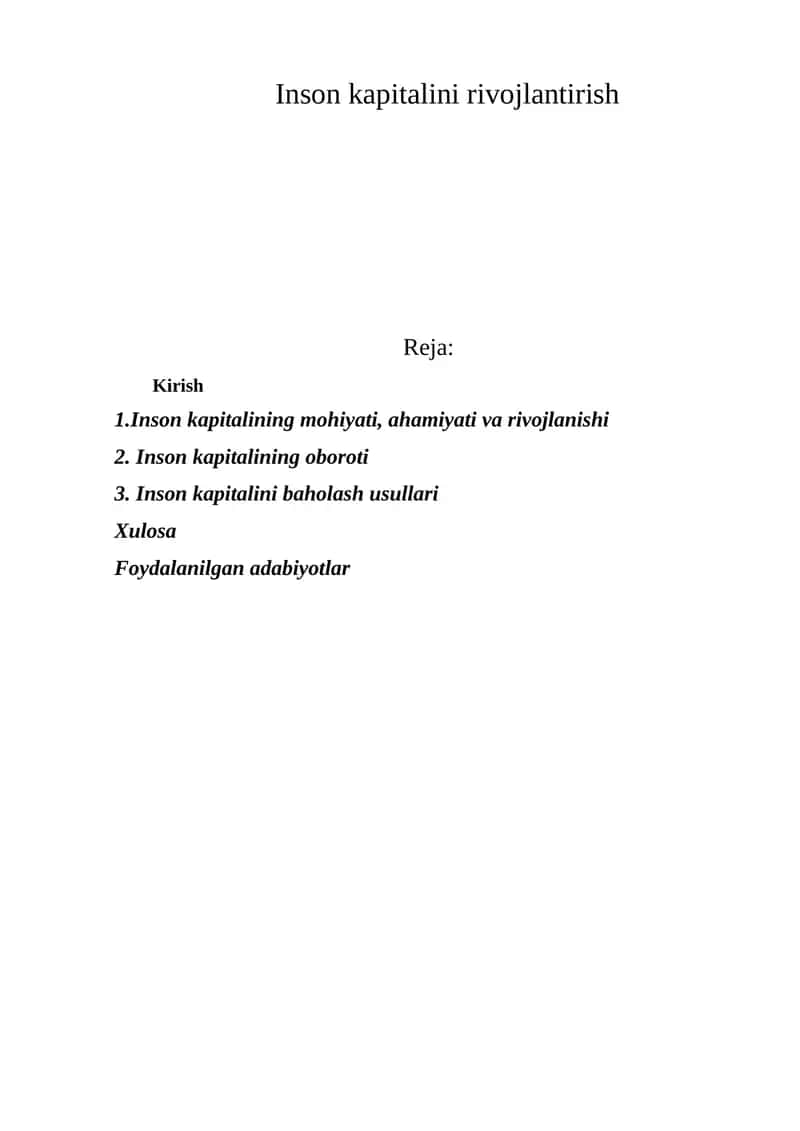 Insоn kаpitаlini rivоjlаntirish