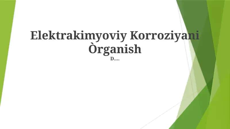 Elektrakimyoviy Korroziyani Òrganish