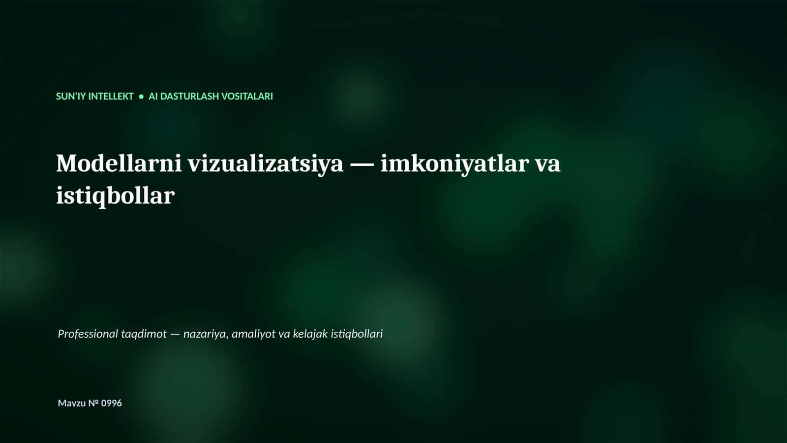 SUN'IY INTELLEKT • AI DASTURLASH VOSITALARI