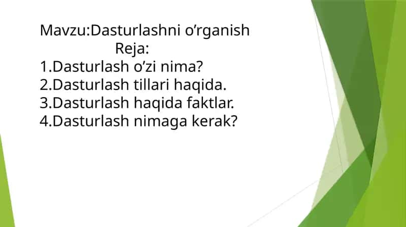 Dasturlashnio’rganish