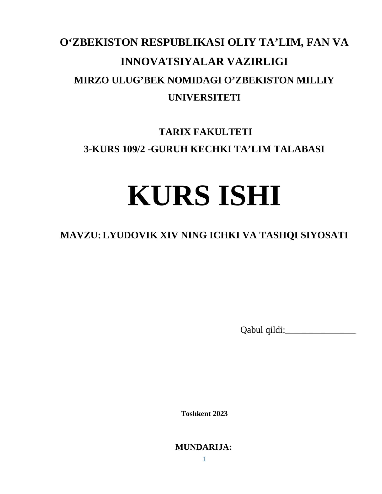 LYUDOVIK XIV NING ICHKI VA TASHQI SIYOSATI