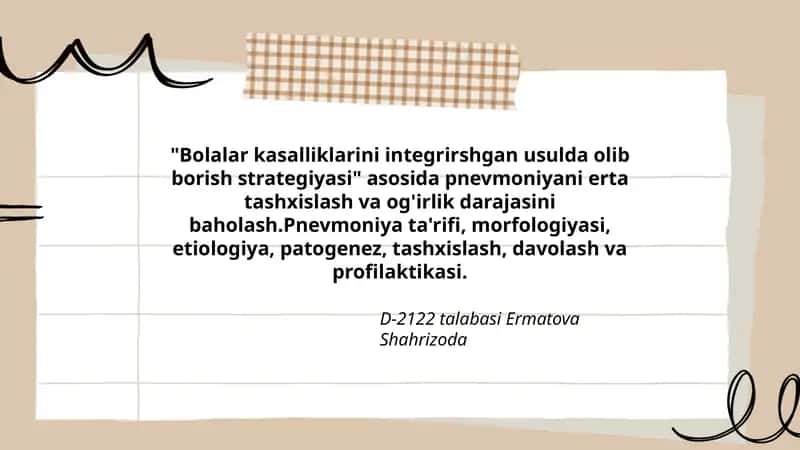 Bolalar kasalliklarini integrirshgan usulda olib borish strategiyasi
