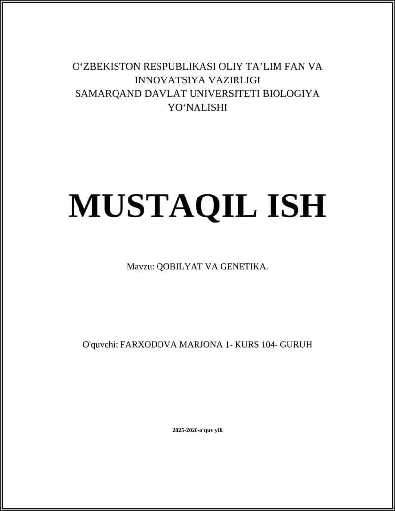 QOBILYAT VA GENETIKA