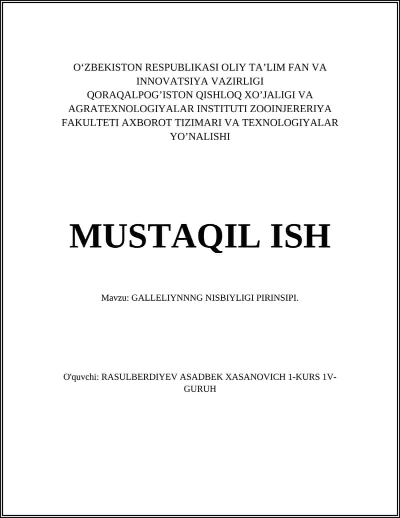 Galileyning nisbiyligi prinsipi