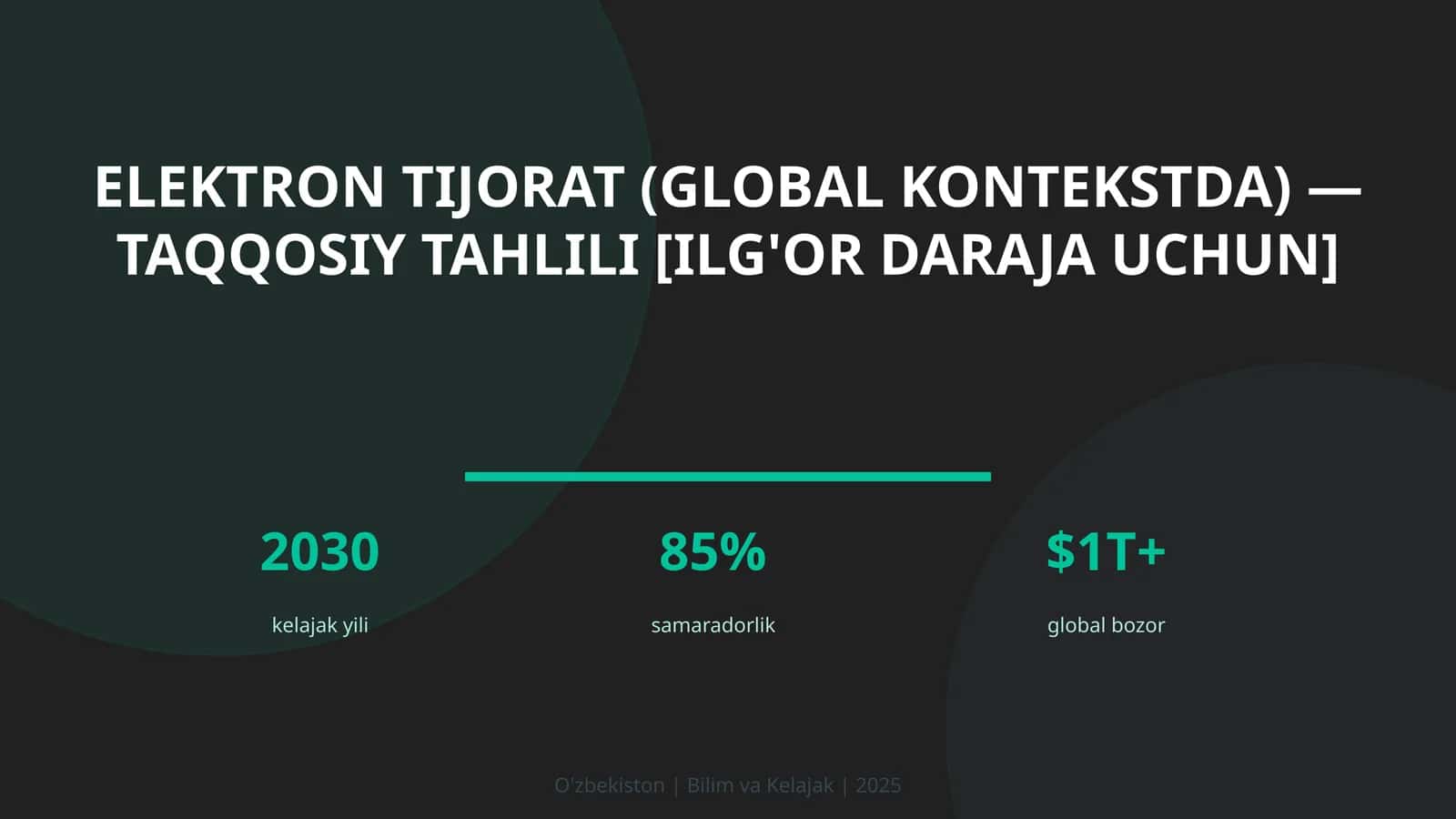 Elektron tijorat (global kontekstda) — taqqosiy tahlili [ilg'or daraja uchun]