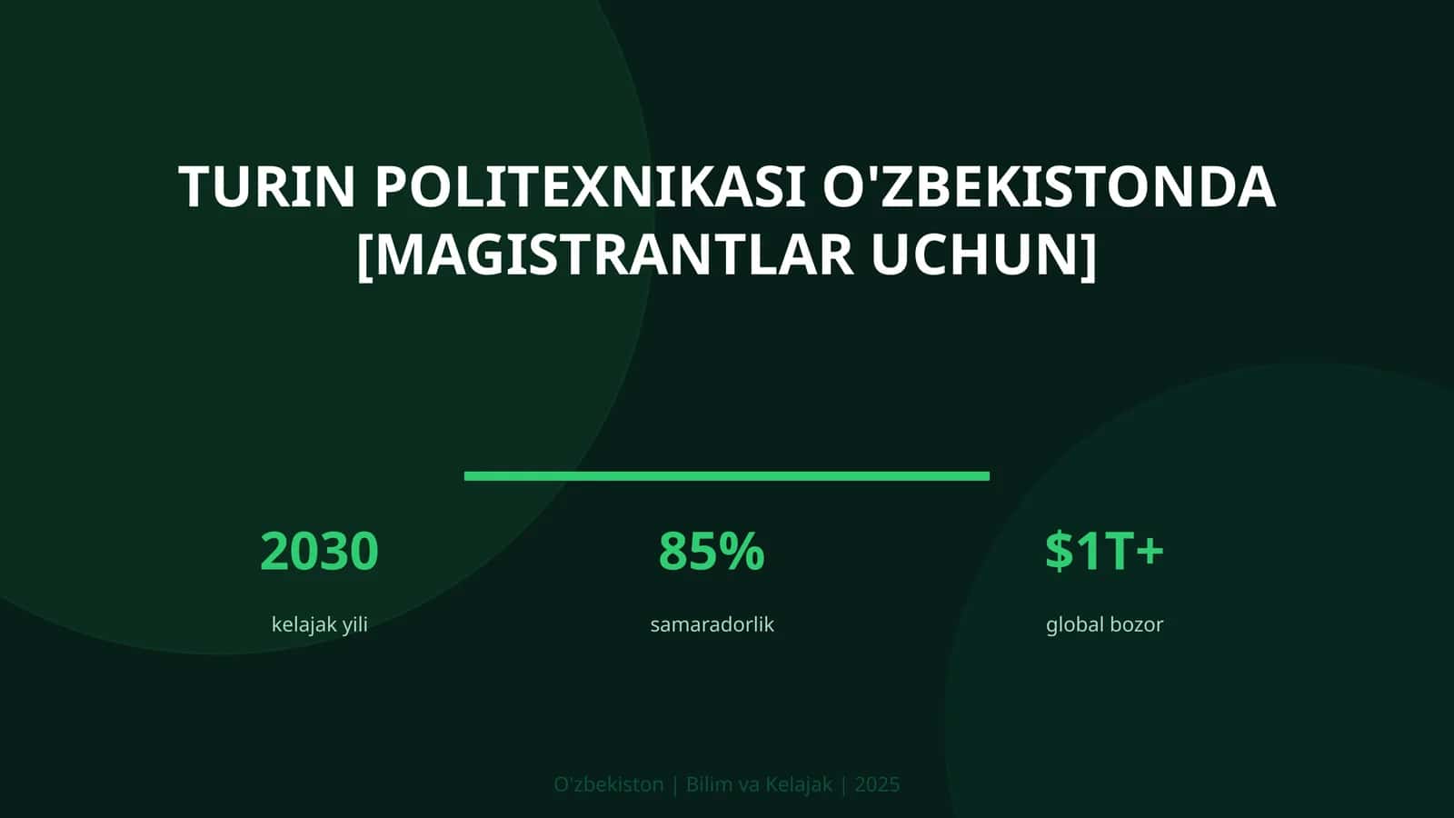 Turin politexnikasi O'zbekistonda [magistrantlar uchun]