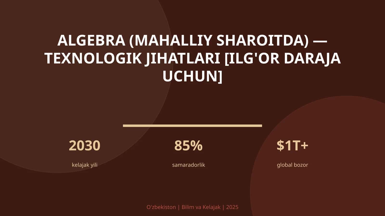 Algebra (mahalliy sharoitda) — texnologik jihatlari [ilg'or daraja uchun]