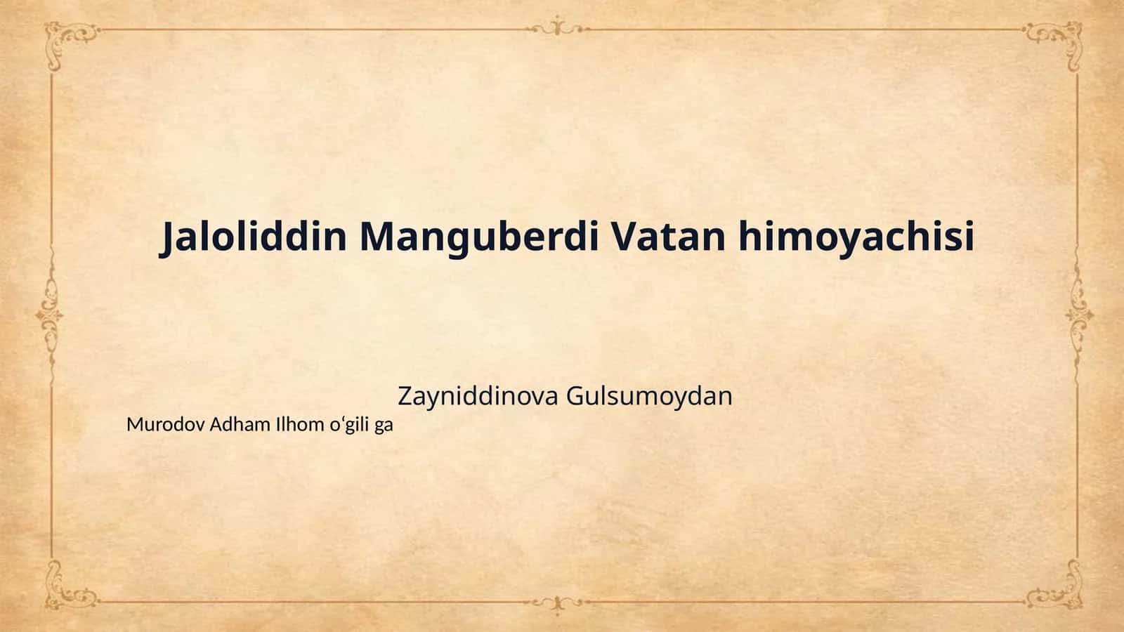 Jaloliddin Manguberdi Vatan himoyachisi