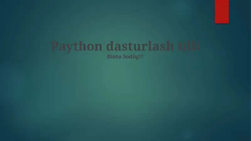 Piton dasturlash tilli