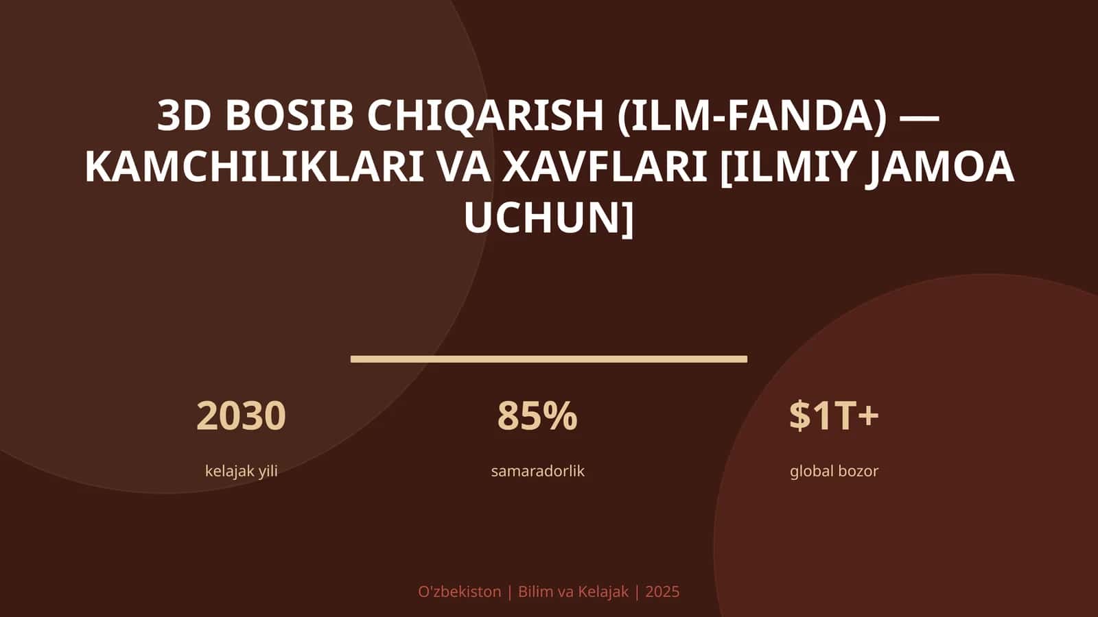 3D BOSIB CHIQARISH (ILM-FANDA) — KAMCHILIKLARI VA XAVFLARI [ILMIY JAMOA UCHUN]