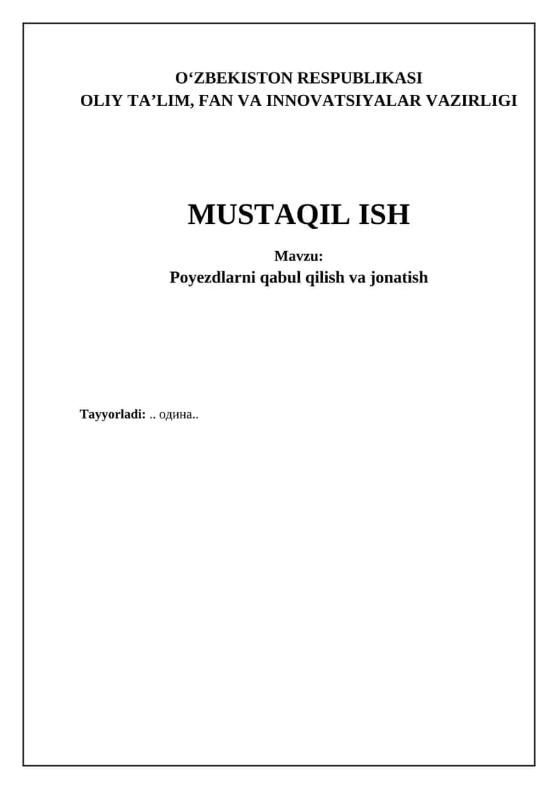 Poyezdlarni qabul qilish va jo'natish